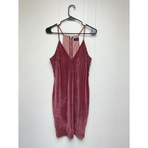Trac Velvet Suede V-neck Ridged Mini Dress